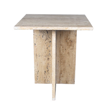 Cecil 14" Contemporary Natural Marble Handmade T-Shaped End Table - JONATHAN Y